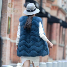 Customized short style natural color real fox fur vest